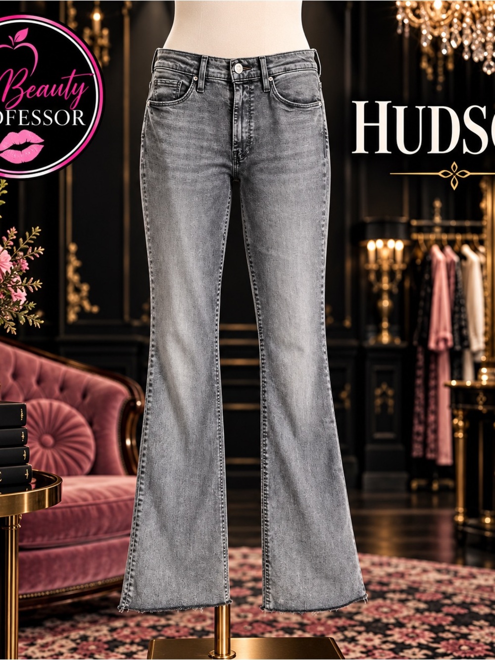 💕HUDSON Barbara High Rise Bootcut Jeans Gray Shark Size 28